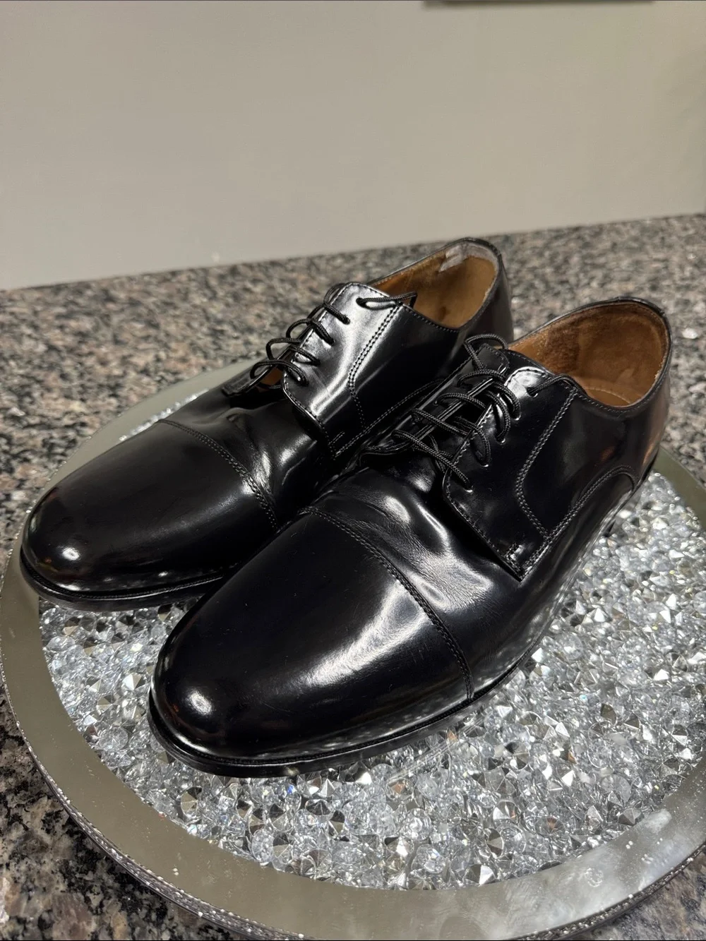 Florsheim Black Leather Derby Dress Shoes EUC 13D